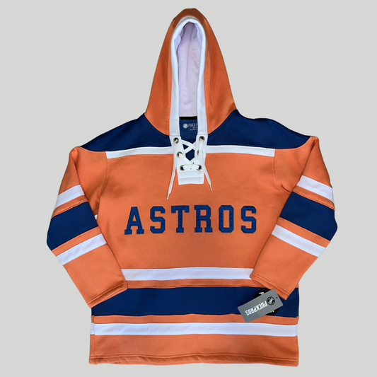 Custom Vintage-Inspired Embroidered Astros Hooded Hockey Jersey
